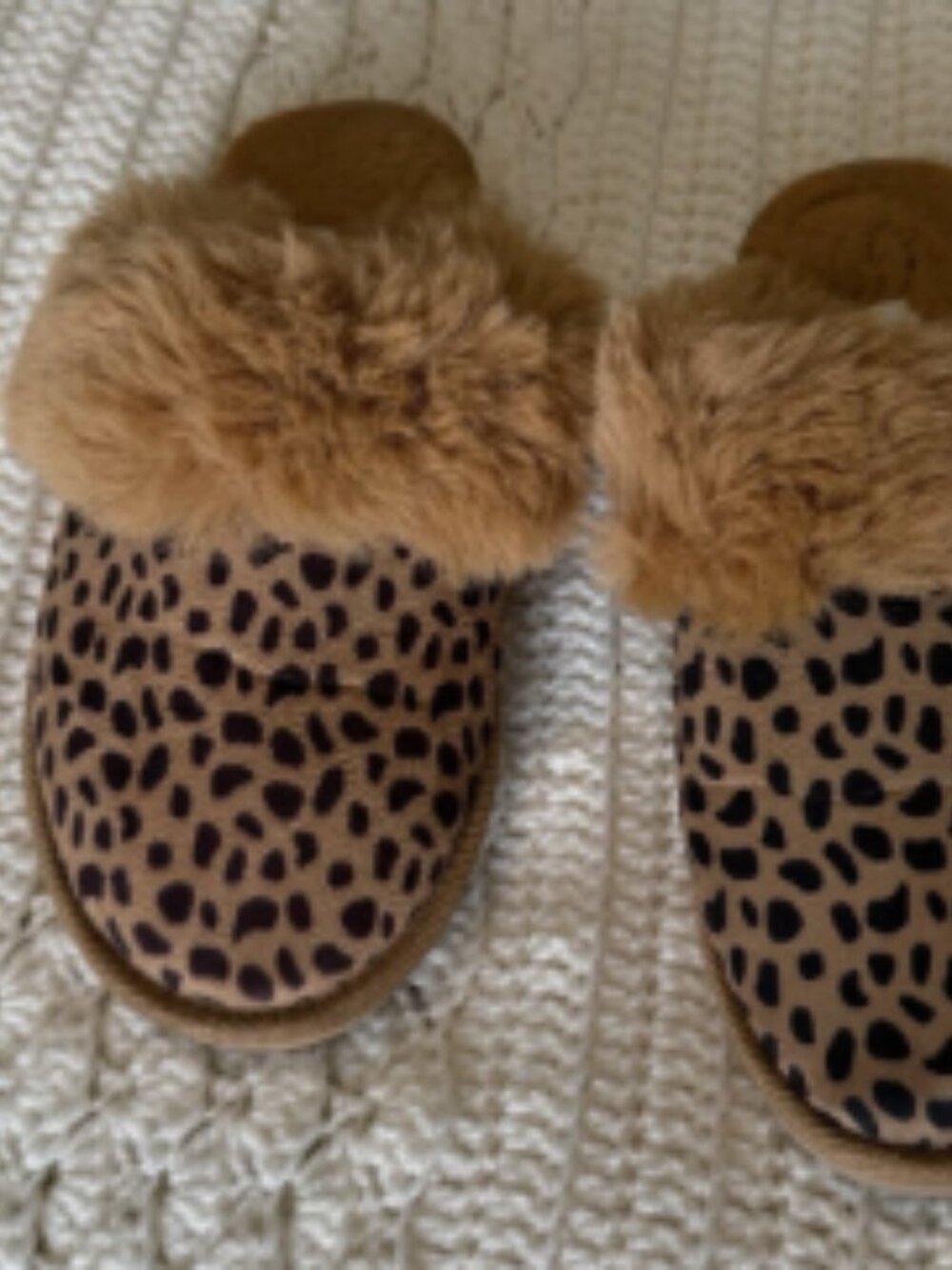 Bamboo Women’s Leopard Animal Print Faux Fur Lined Slip-On Slippers Sz 5.5